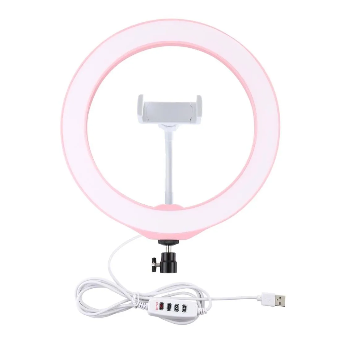 26cm Dimmable LED Ring Light with Tripod & Phone Clamp | Pink