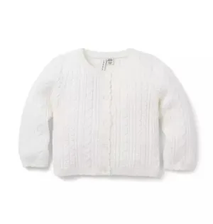 Baby Cable Knit Cardigan - Jet Ivory