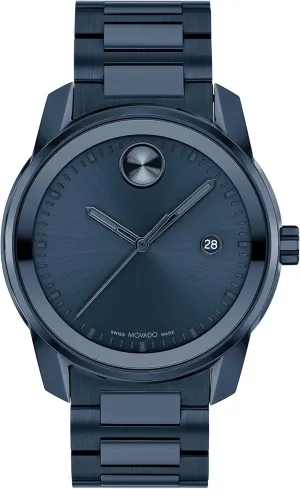 Movado Bold Verso Men's Sport Watch - Swiss Quartz Movement, Stainless Steel Link Bracelet - 5 ATM Water Resistance - Luxury Fashion Timepiece for Him - 42mm