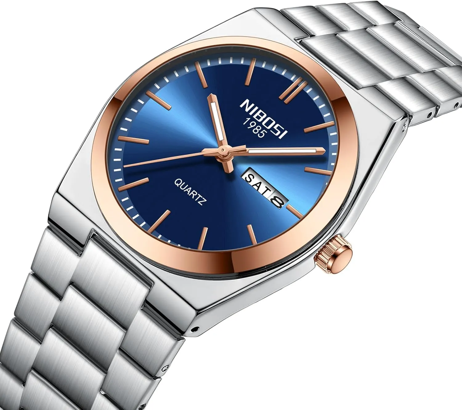 NIBOSI Mens Watches Analog Quartz Watch with Day-Date Waterproof Stainless Steel Strap Men's Wrist Watches Classic Minimalist Dainty Business Dress Designer Watches for Men