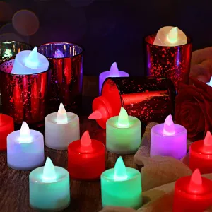 Party Propz Led Tealight Candles for Decoration - 24 Pcs Set, Multicolor Led Candles | Multicolour | Led Lights for Home Decoration | Tea Lights Led | Mood Led Lights for Room | Decorative Light