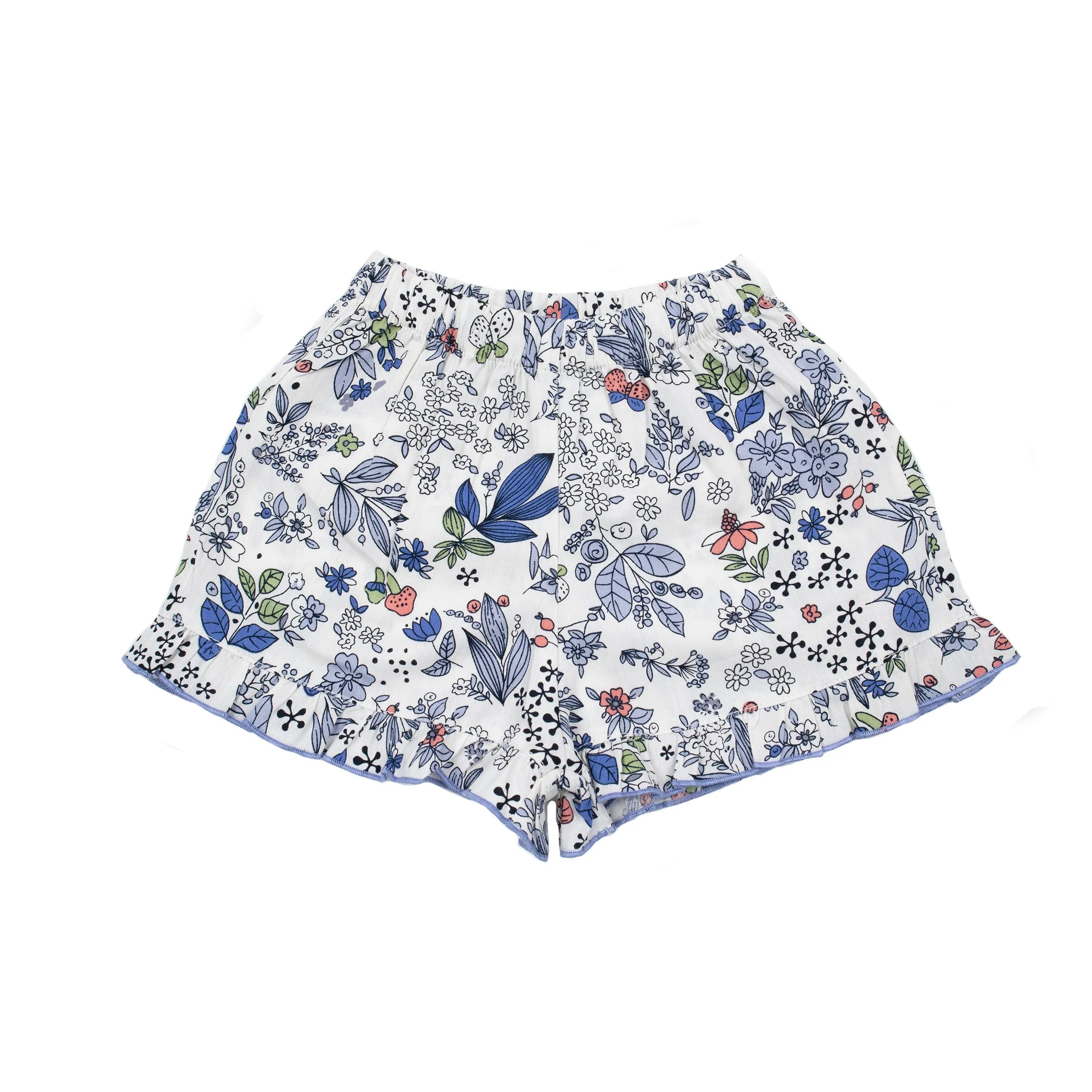 Ruffle Trim Shorts, Toddler, Blue Multi
