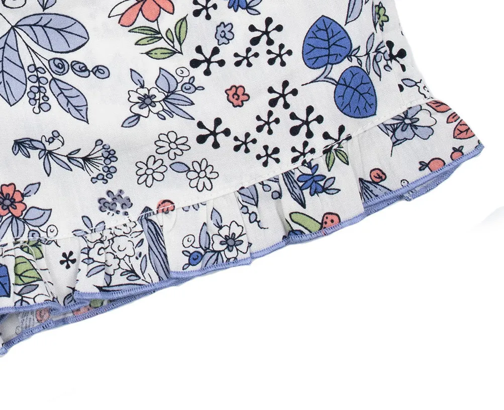 Ruffle Trim Shorts, Toddler, Blue Multi