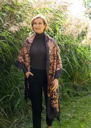 The Salmon Lattice Peace Silk Scarf
