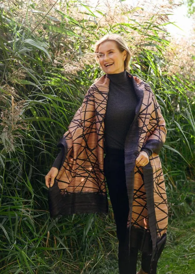 The Salmon Lattice Peace Silk Scarf