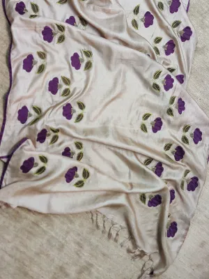 Tussar Silk Applique Beige Dupatta